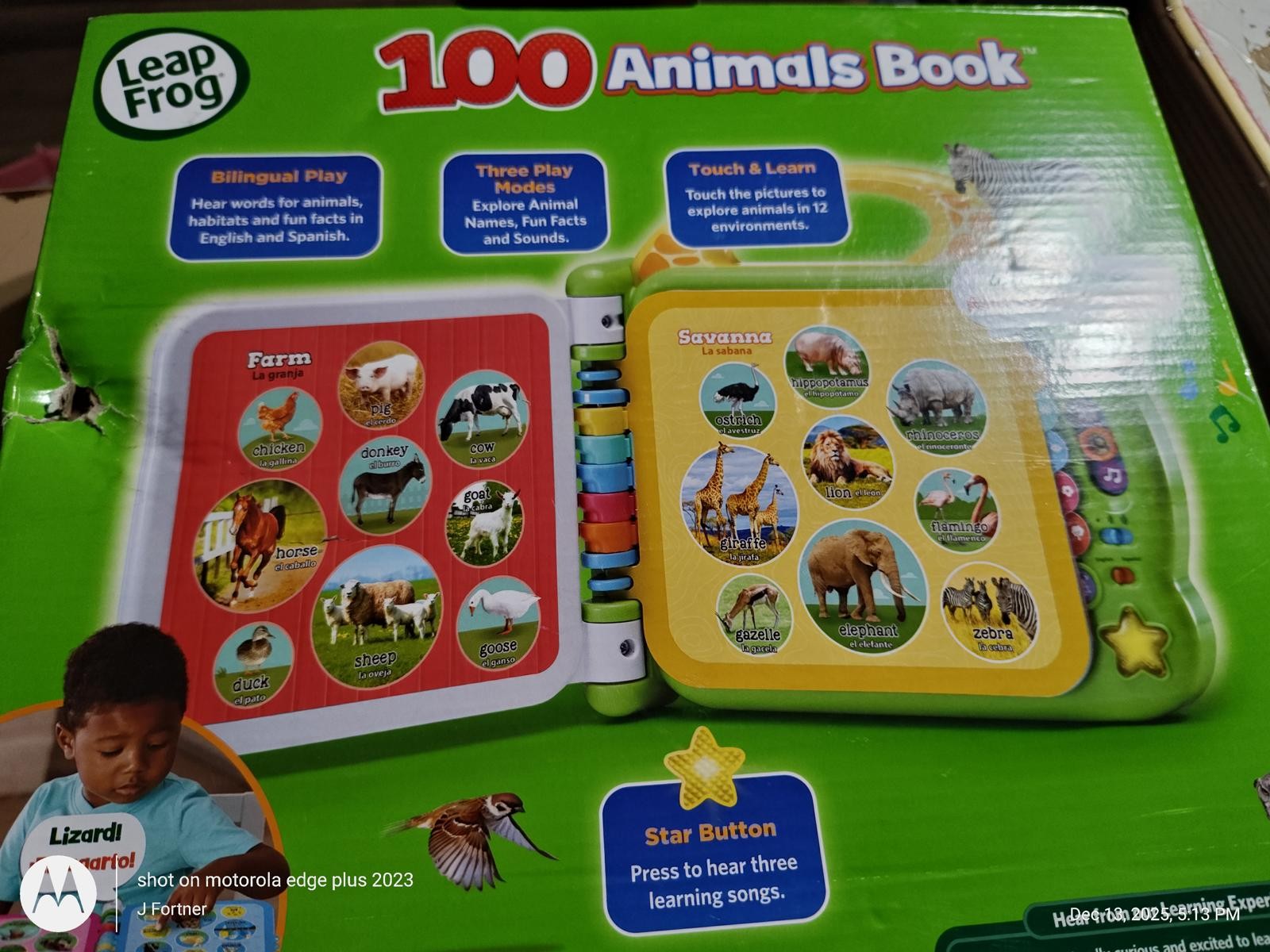 LeapFrog 100 Animals Book Bilingual – Green – NEW IN BOX