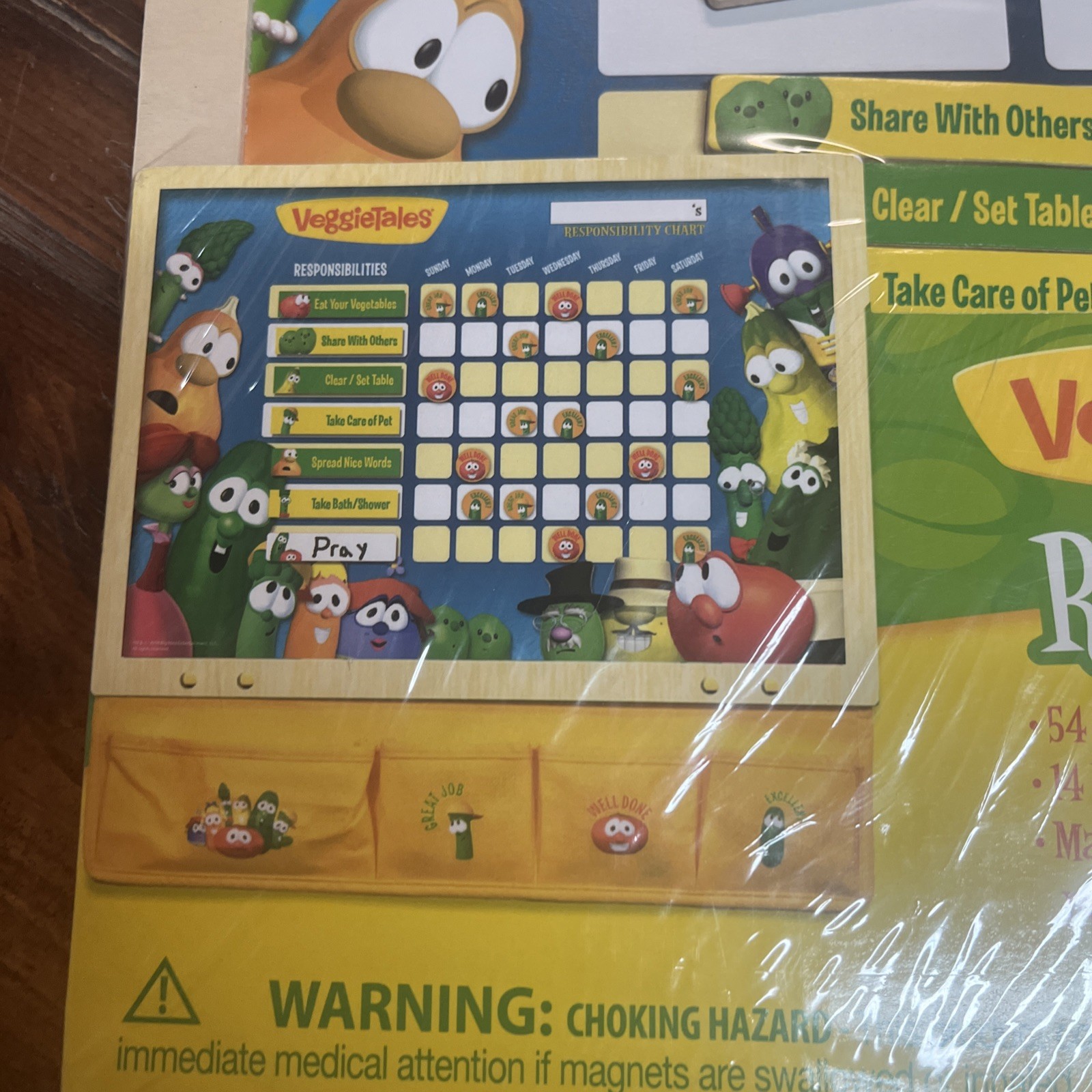 Veggie Tales Responsibility Chart Wooden New & Sealed Magnetic Chores