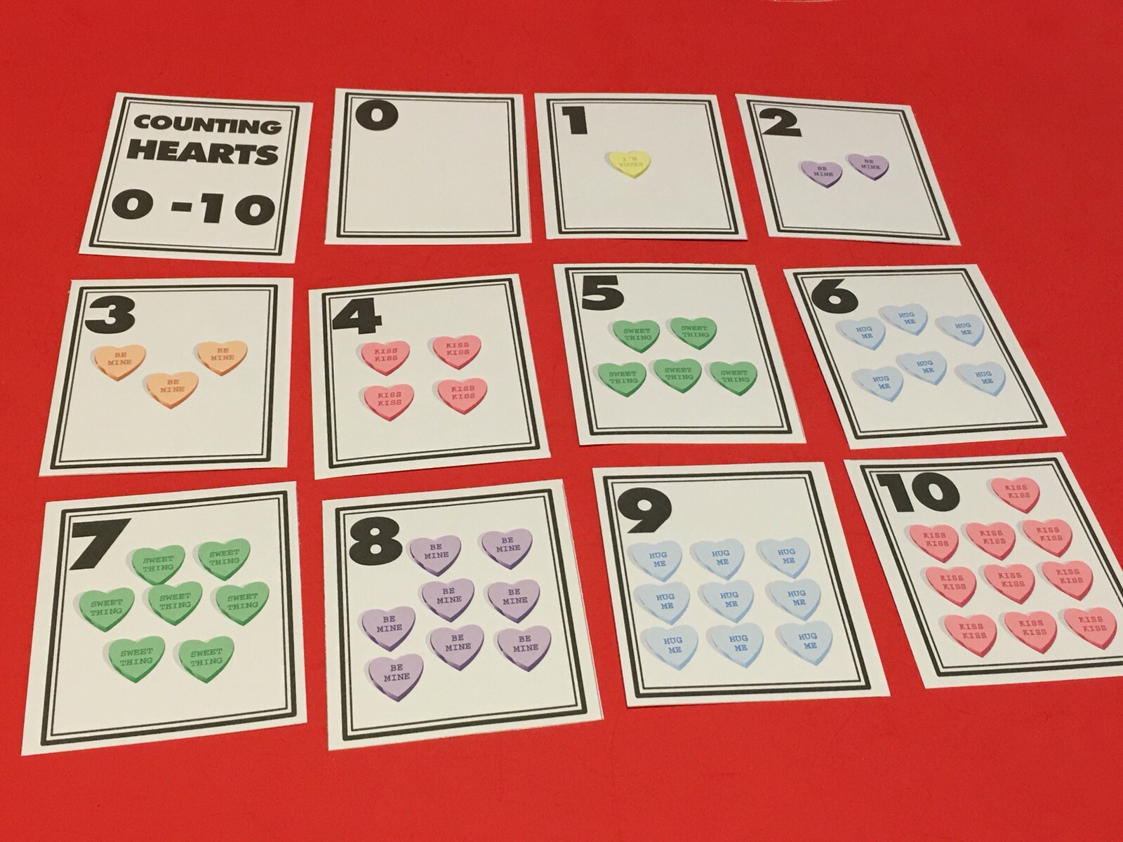 Set of 10 Counting Valentine Hearts 0-10 (Student Deck) – Pre school