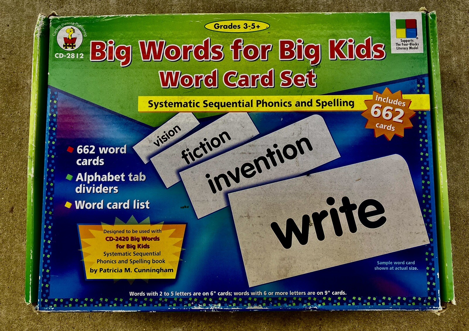 Big Words For Big Kids Word Card Set 662 pcs Grades 3-5+ Spelling Phonics School