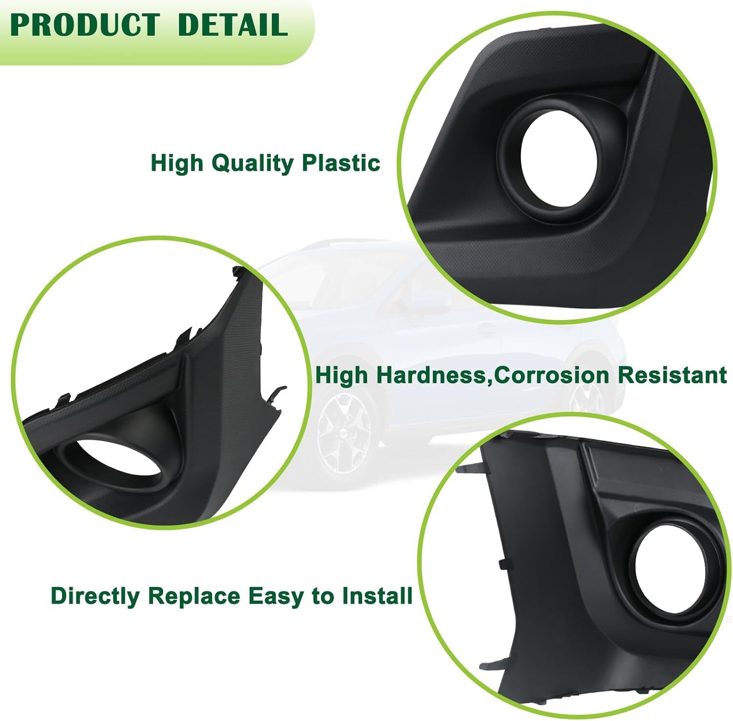 Pair Front Bumper Fog Light Bezel Cover Left Driver Side&Right Passenger Side