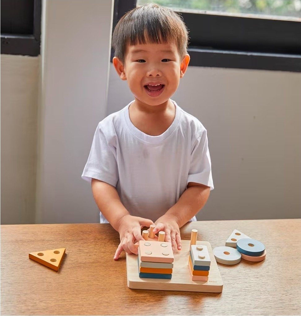 NEW PlanToys® Geometric Sorting Board Montessori Shape, Size, Color Learning Toy