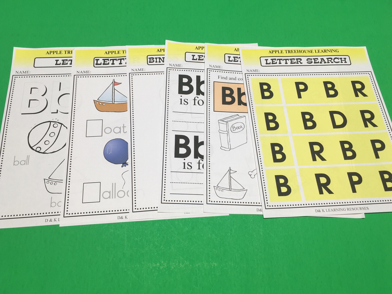 Letter Bb – Apple Treehouse Worksheets – Preschool Teaching supplies 20pgs
