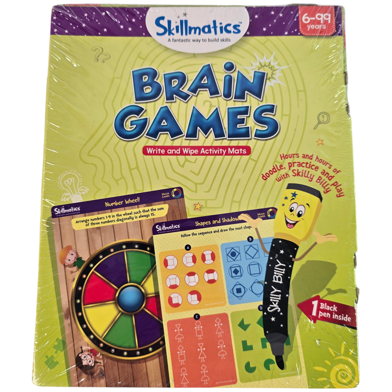 Skillmatics Brain Games Write & Wipe Activity Mats Educational Puzzle Set Sealed