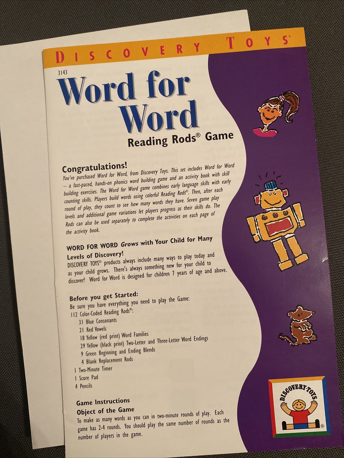 Discovery Toys Word For Word Reading Rods Game