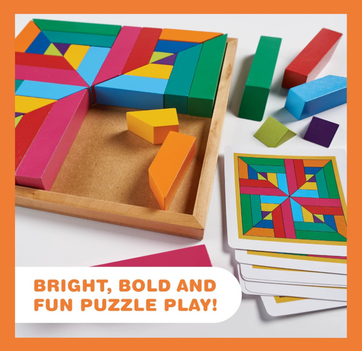 MindWare Pattern Play 40-Piece Wooden Color Matching Puzzle