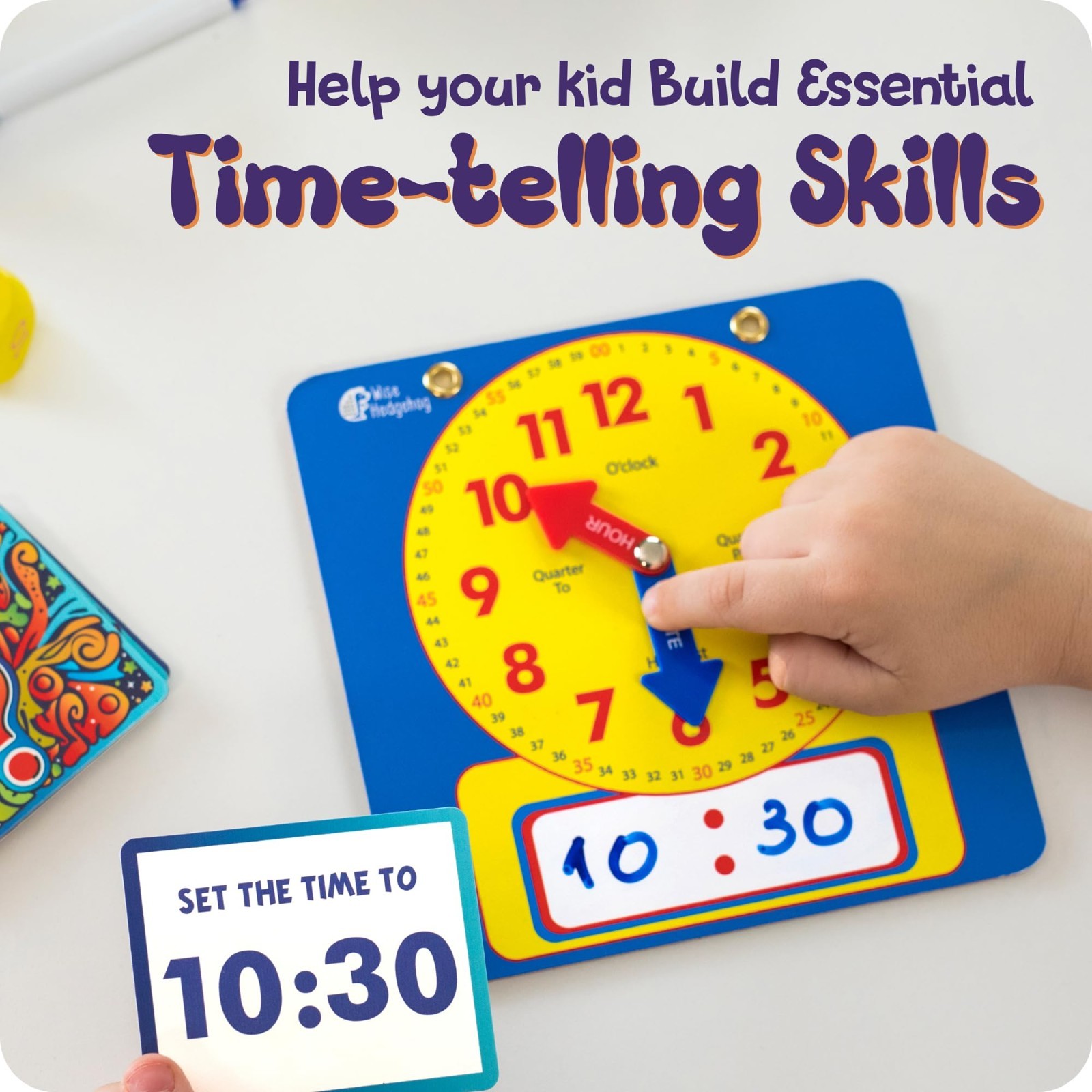 WISE HEDGEHOG Kids Learning Time Activity Game Set, 53 Piece Set, 5+