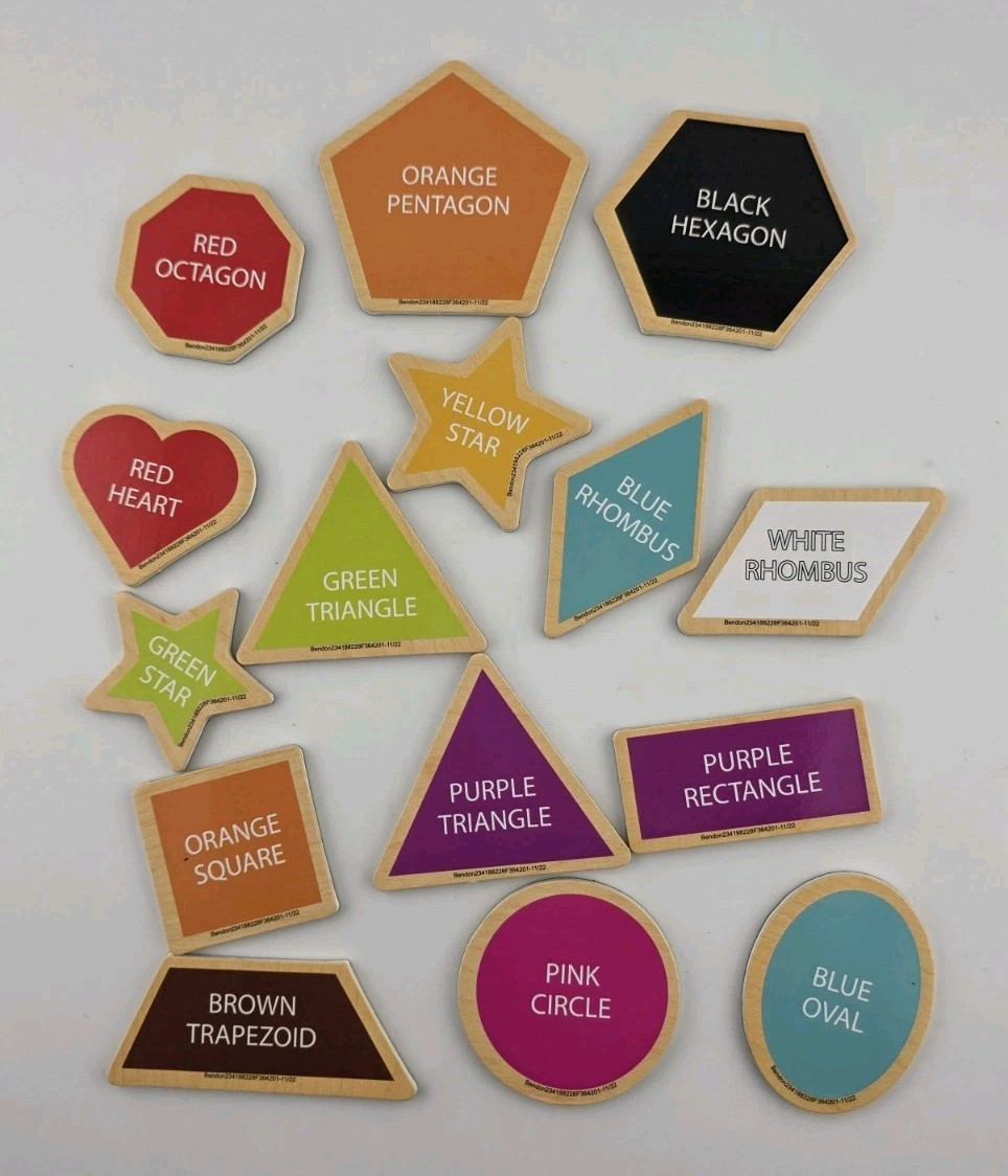 T. S. Shure by Bendon Magnafun wooden magnets shapes and colors 15 pieces