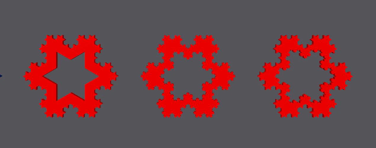 Koch Snowflakes – Fractal Curve Model, 3D Print Desk Art and Learning Tool Gift