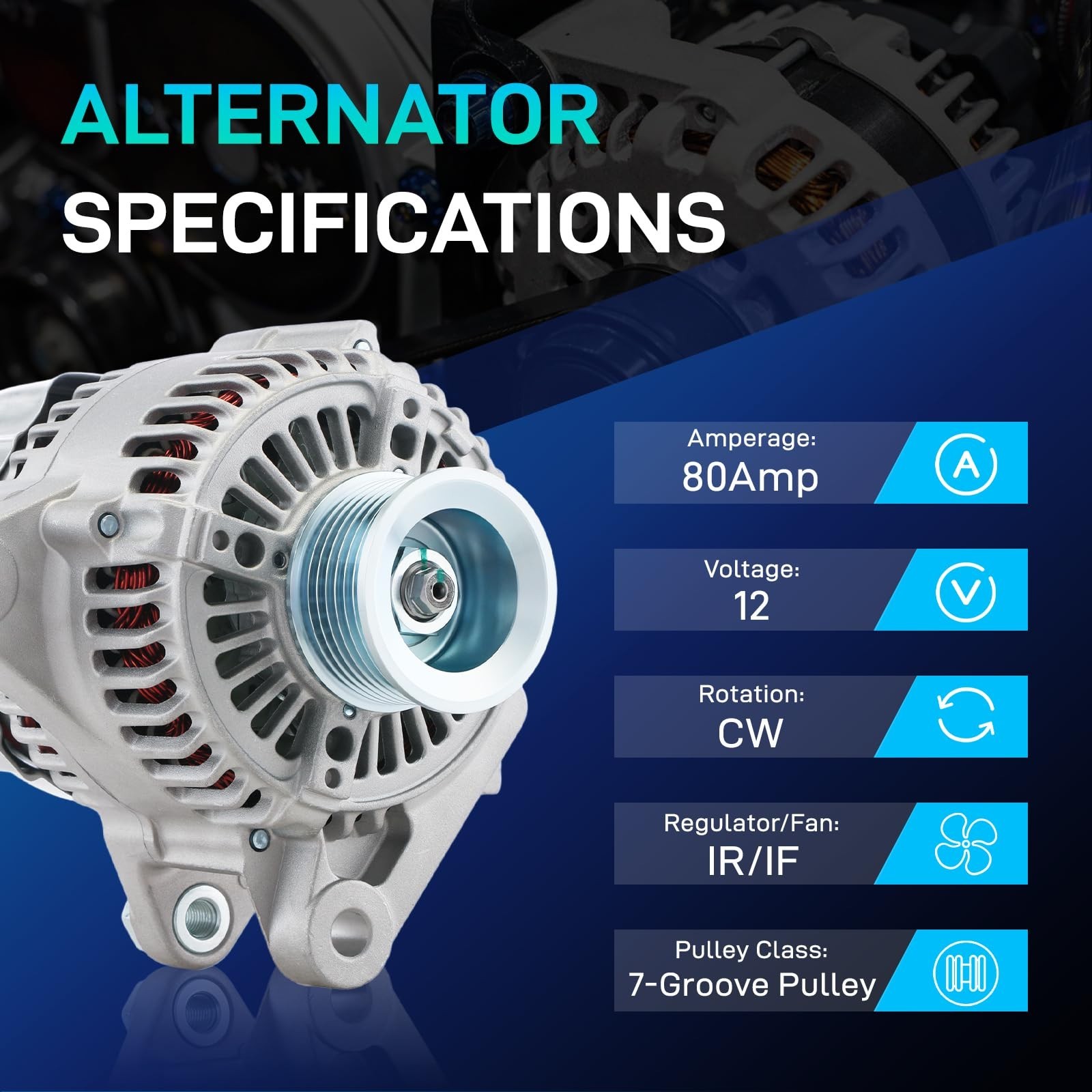 New Alternator Compatible with 2002 2003 Toyota Camry 02 03 Solara 2.4L, 2001…