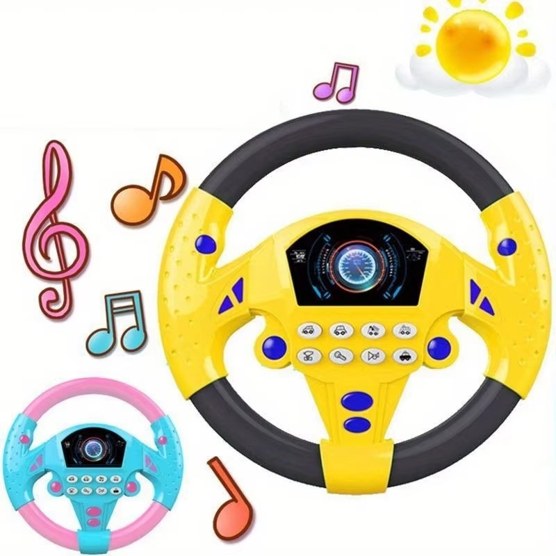 Toddler Backseat Pretend Steering Wheel Toy Suction Lights Xmas Birthday Gift