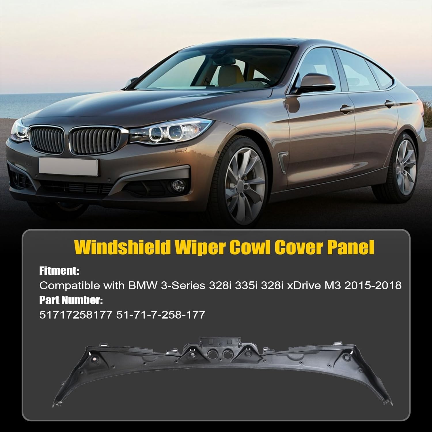 FZJDSD Windshield Wiper Cowl Cover Panel 1PC Front 51717258177 Compatible with