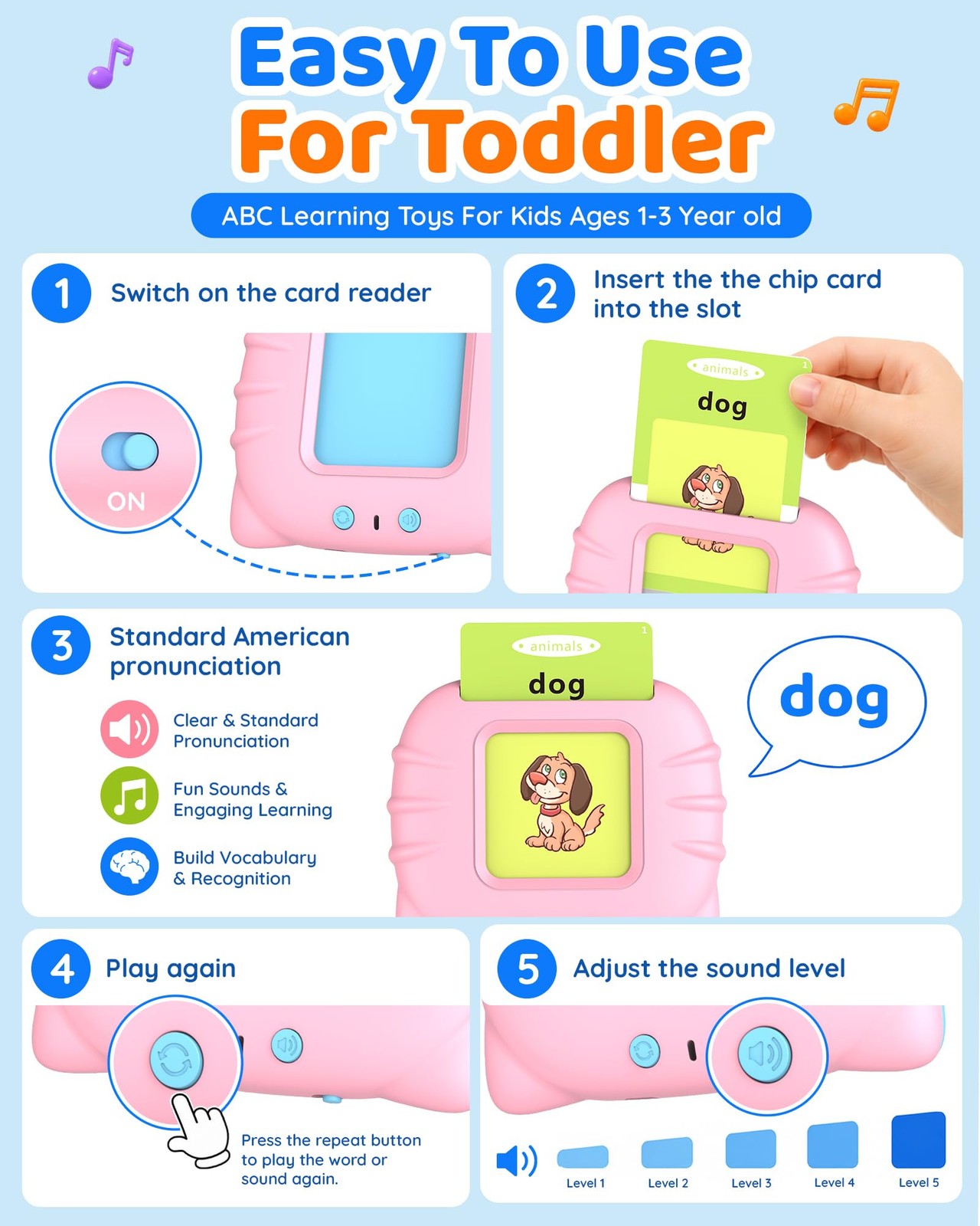 Aullsaty Talking Flash Cards For Toddlers 1-3 Upgraded 248 Sight Words