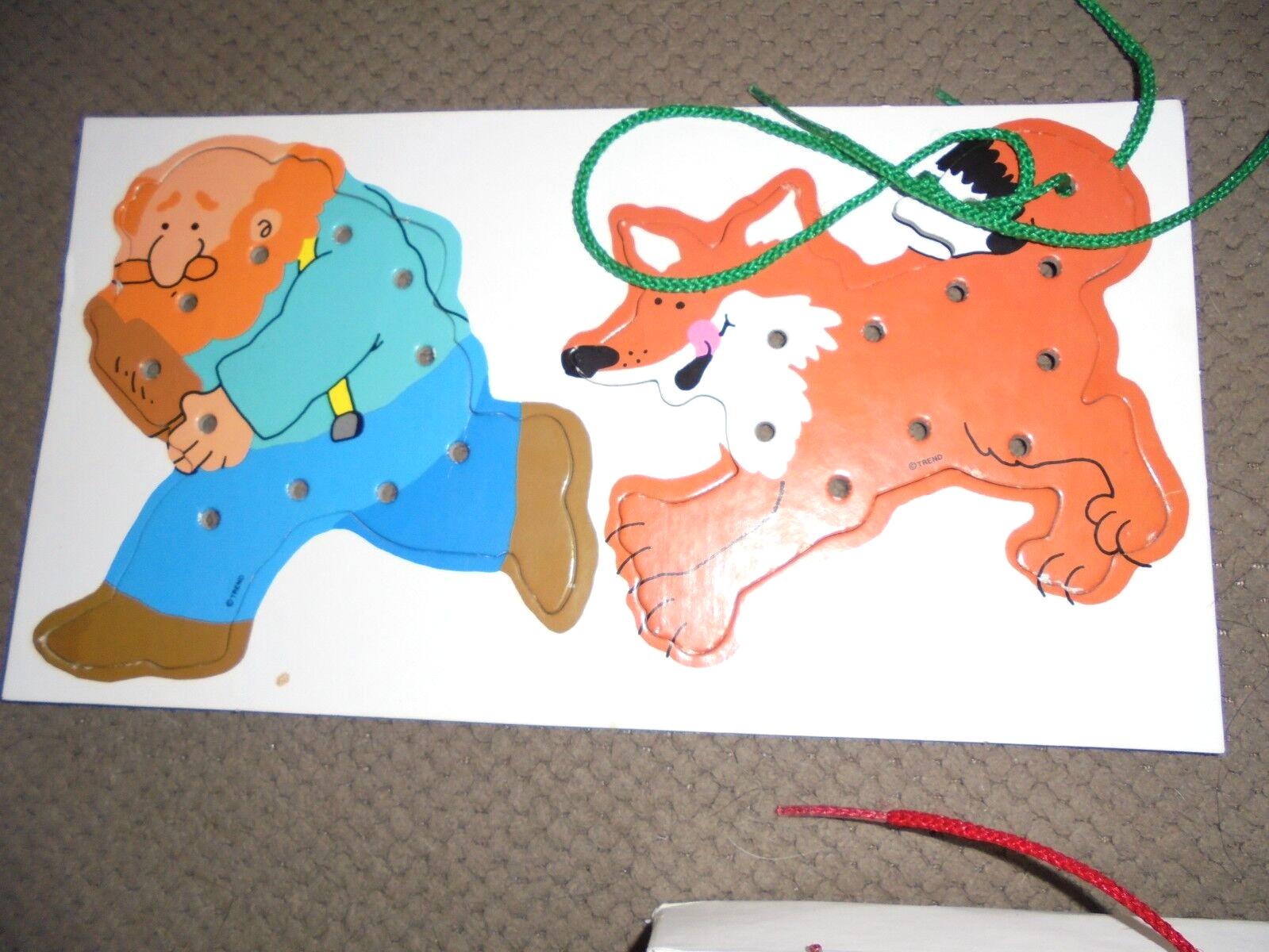 Vintage 1992 TREND Gingerbread Man Preschool Lacing Cards Hand Eye Coordination
