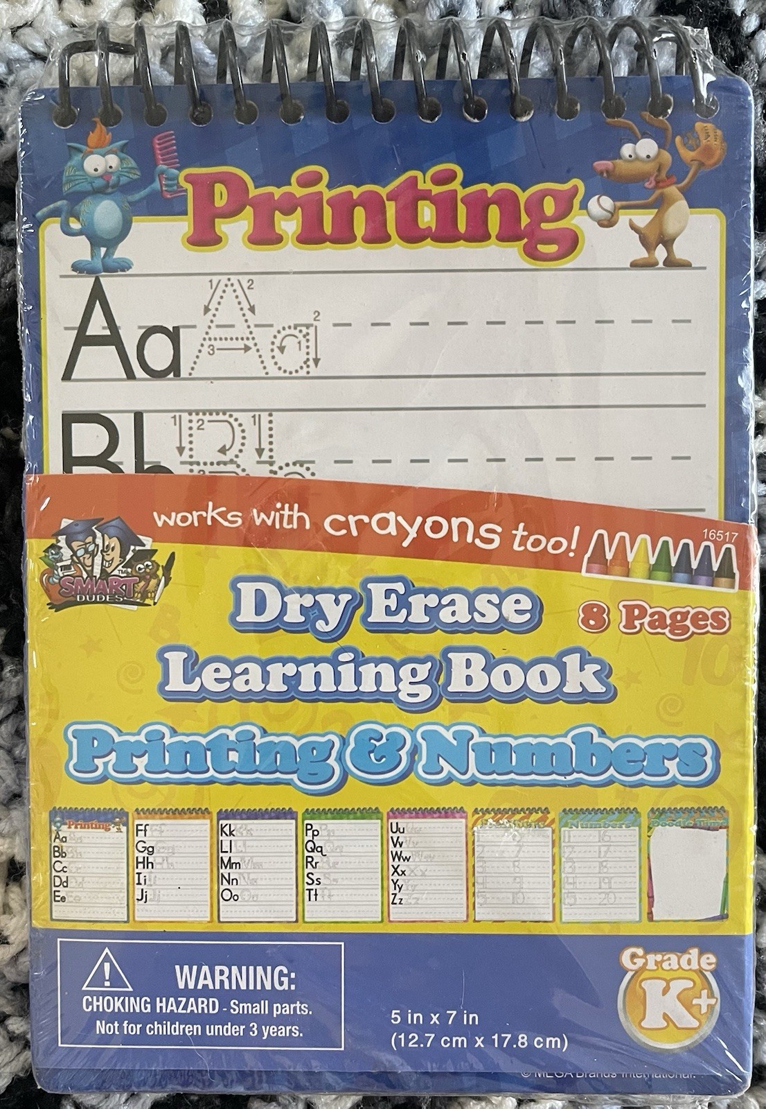 Dry Erase Printing & Numbers Learning Book- Works With Crayons Too!, NIP