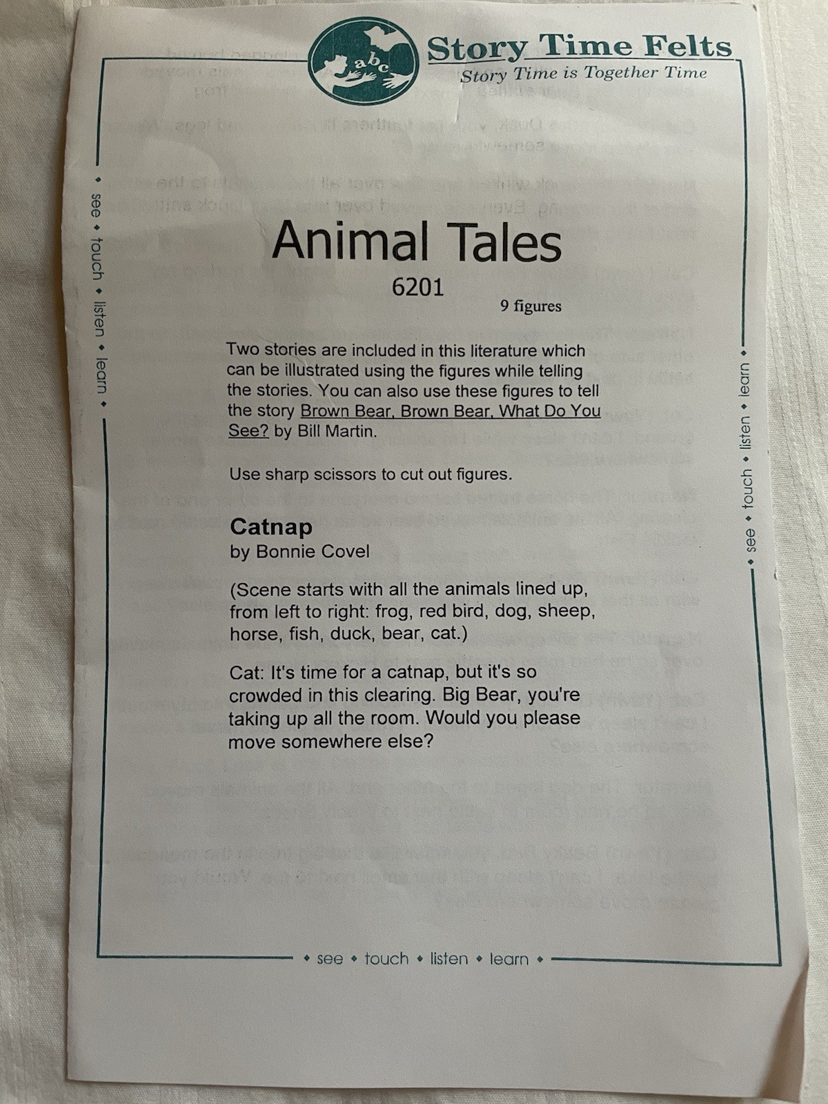 Story Time Felts By Bonnie Covel, Felt Characters With 2 Stories