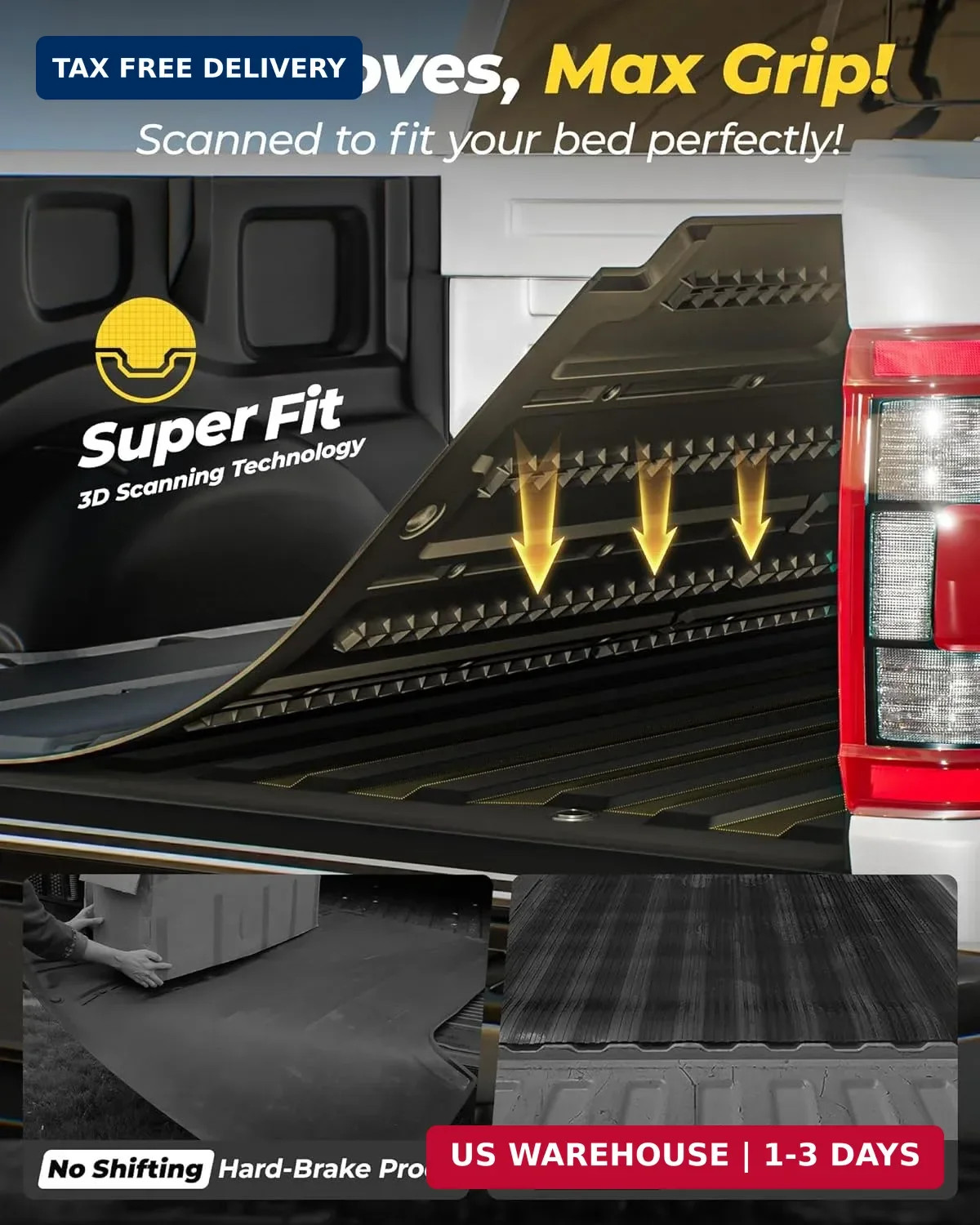 3W Truck Bed Mat for Toyota Tundra 2022-2026, Heavy Duty Tundra Accessories TPE