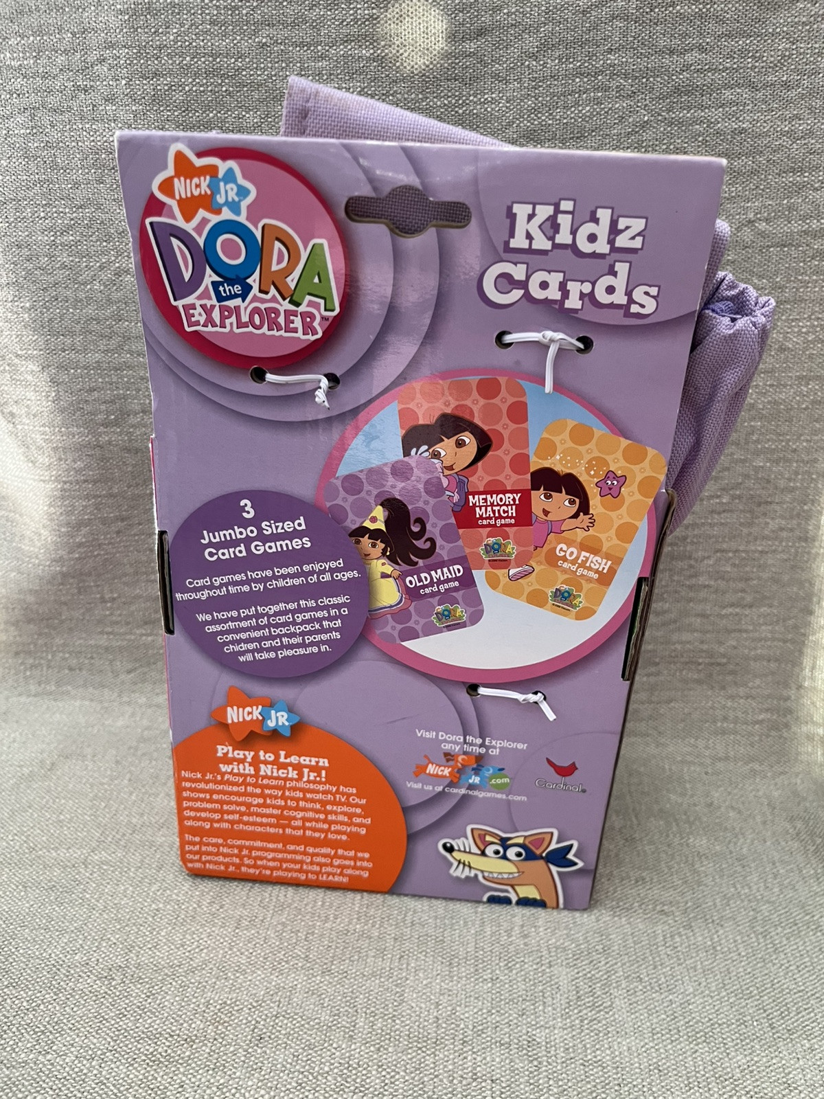 2006 Dora the Explorer Cloth Bag Classic 3 Jumbo Kidz Cards Game Play To Learn