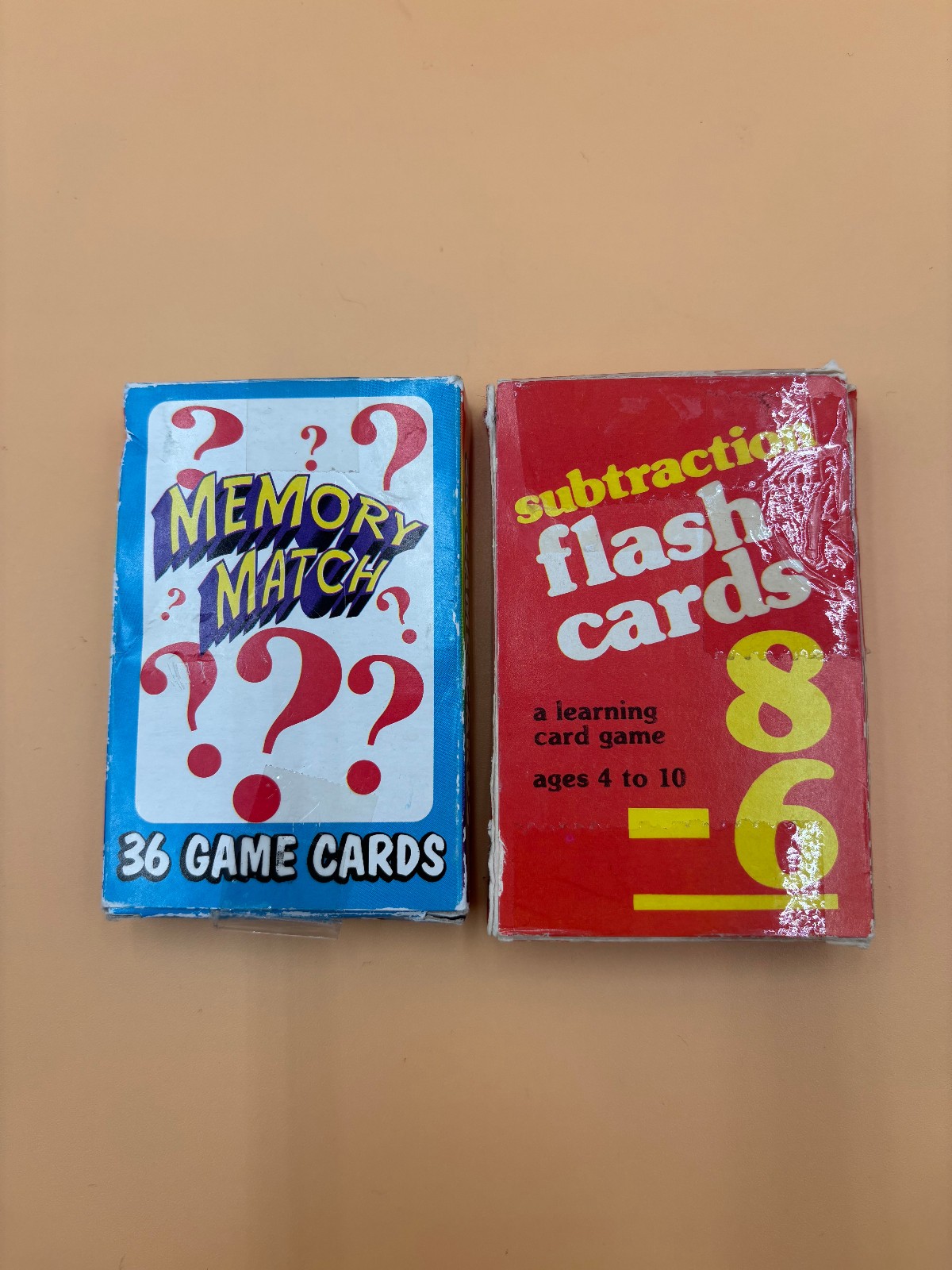 Vintage Flash Card Lot of 8 Subtraction Fractions Addition Memory Division