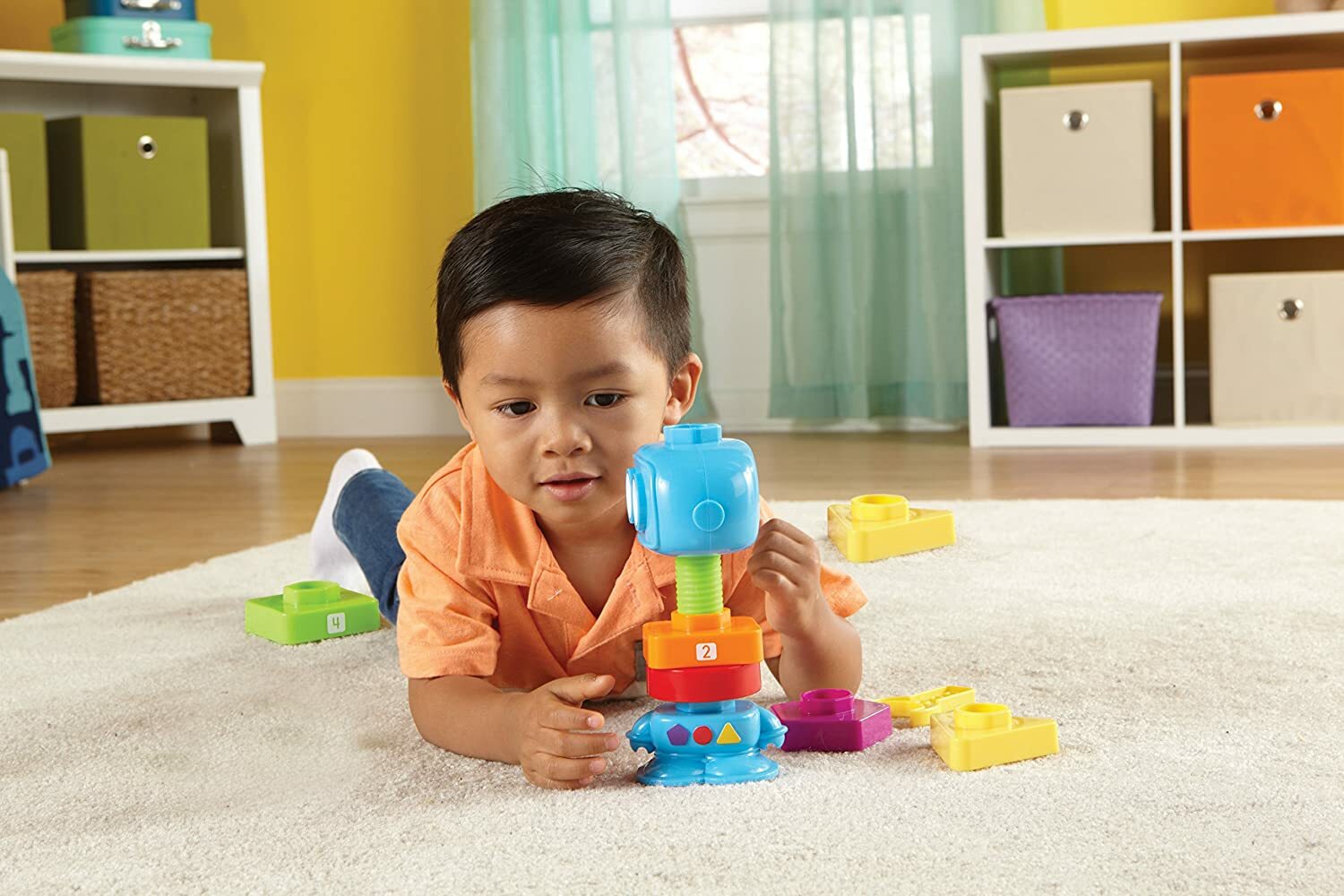 Learning Resources Count & Build TotBot, Fine Motor Toy, Blue, Ages 2+