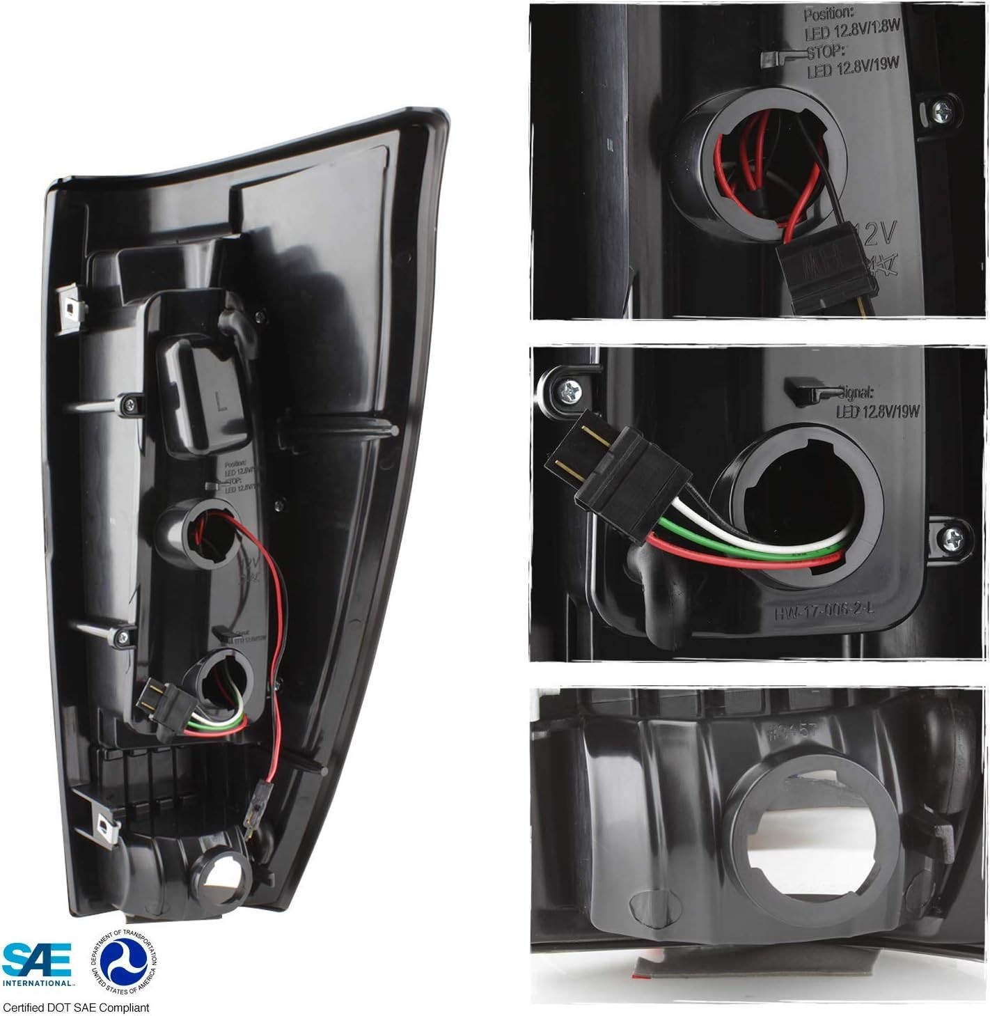 Fits 2002-2006 Chevy Avalanche 1500 2500 LED [Tube Bar] Black Tail Lights Brake
