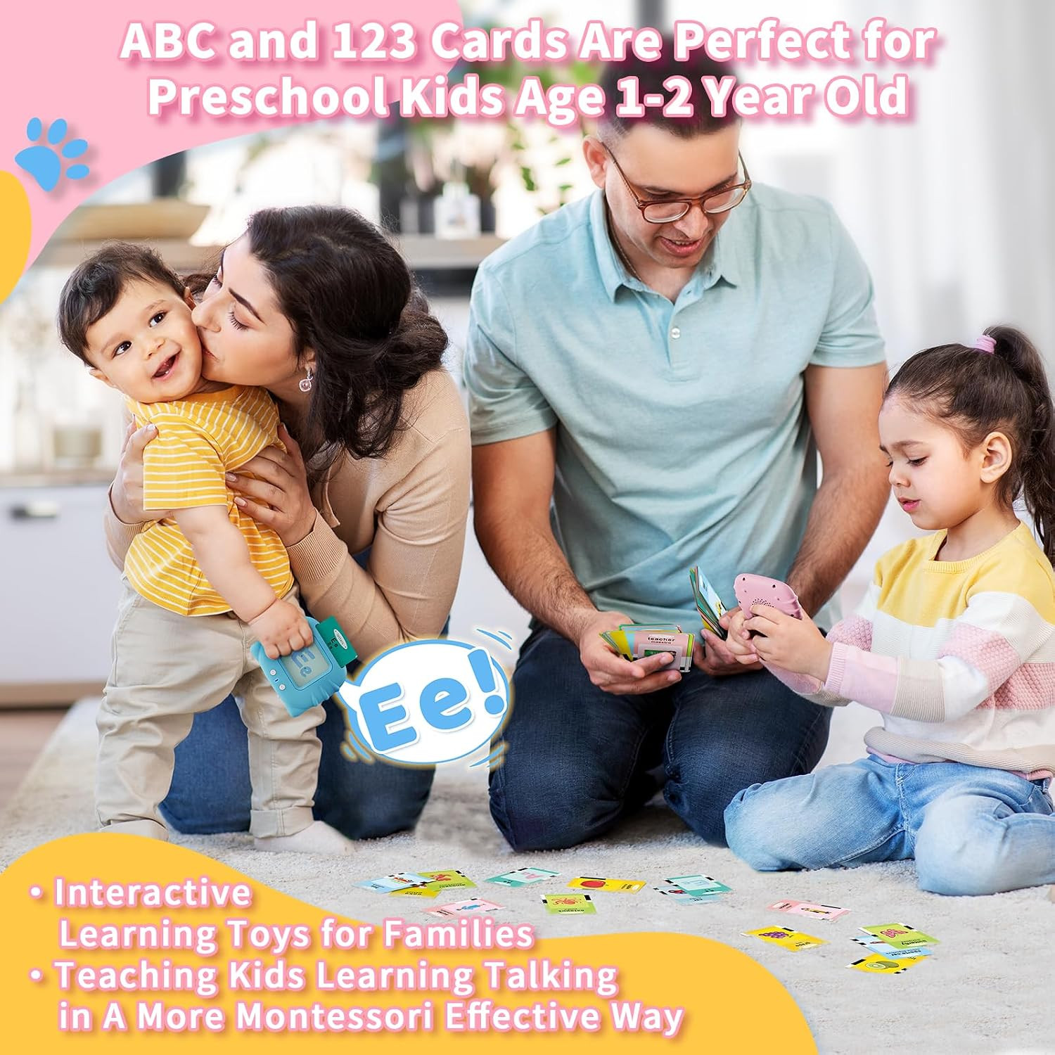 Toddler Toys Bilingual English and Spanish Talking Flash Cards for 1 2 3 4 5 6 Y