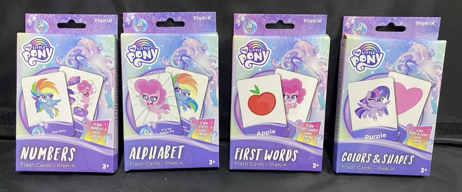 4 Decks Little Pony Flash Cards – Numbers, Alphabet , Words, Colors/Shapes Pre-K