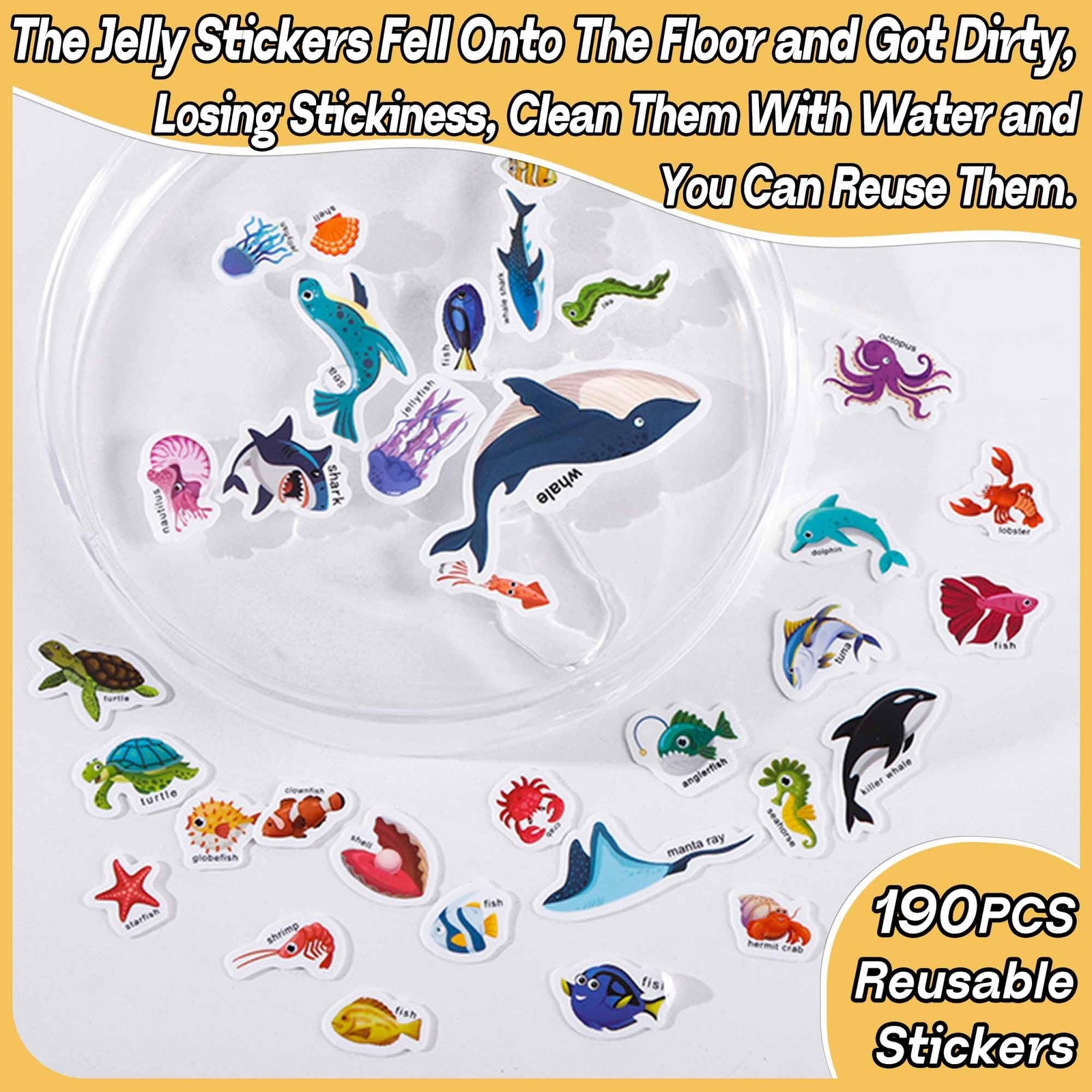 iGetooy 6 Sets Reusable Sticker Book for Toddlers 1-3, Jelly Sticker Books for T
