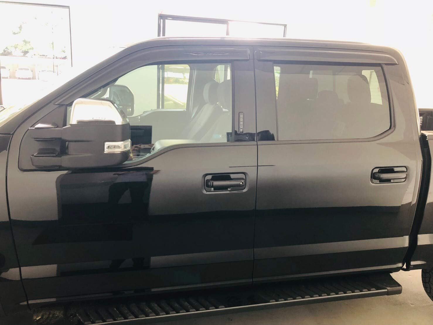 2015-2025 Tape-On Side Window Deflector Visors for Ford F150 SuperCrew (Crew