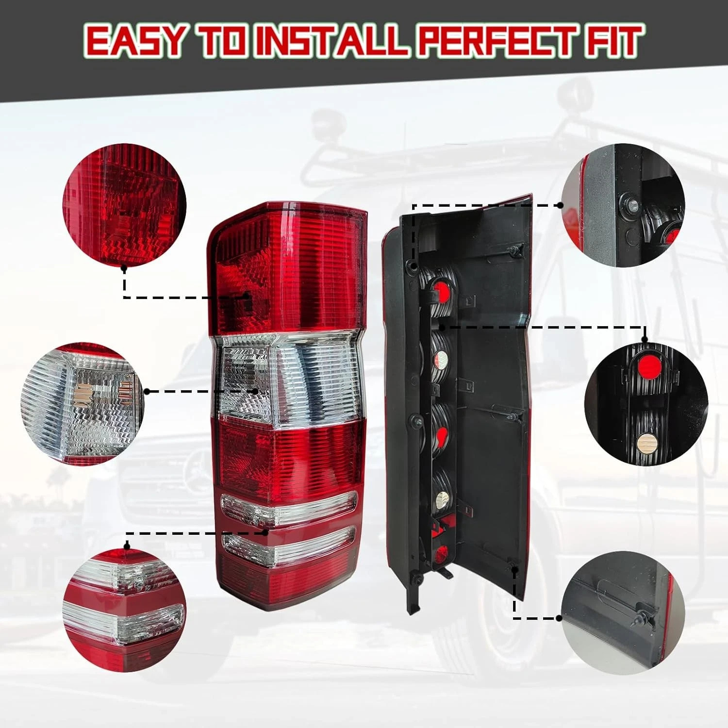 Heavy-duty Tail Light Compatible With 2007-2018 Mercedes-Benz Sprinter (Driver..