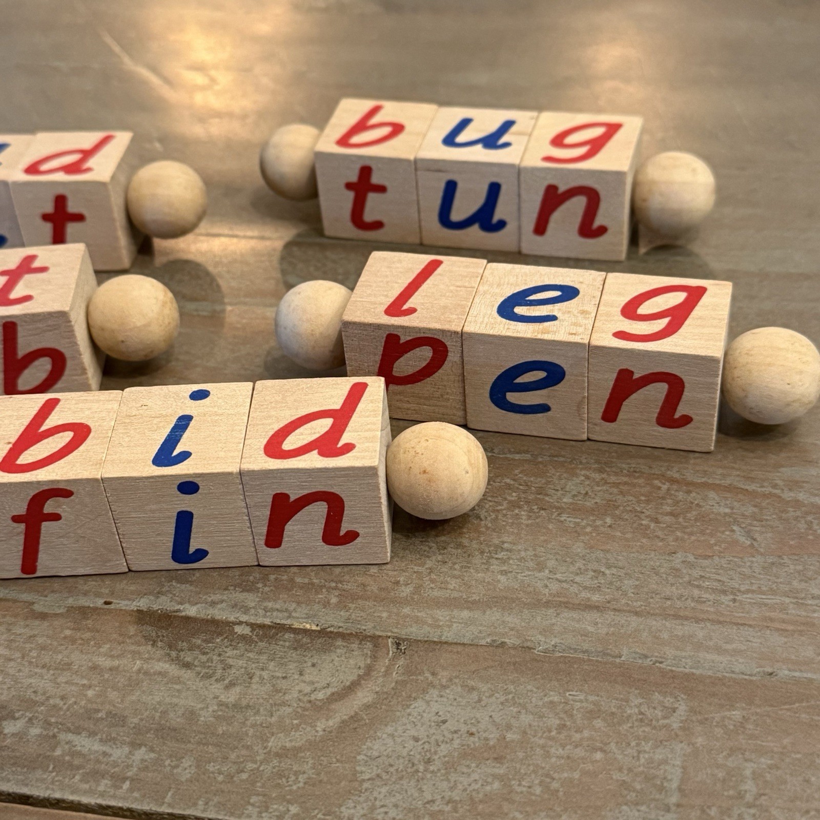 Montessori Phonetic Reading Blocks, Reading Educational Toy Set Of 5 Homeschool