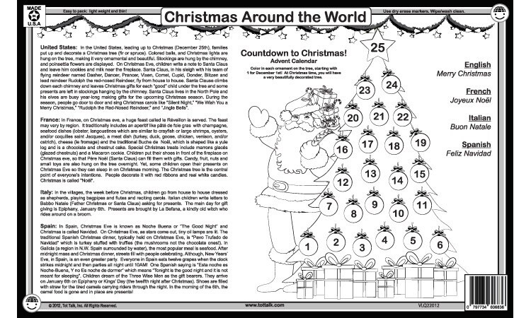 Tot Talk Placemat Merry Christmas/Christmas Around The World Advent Calendar FUN