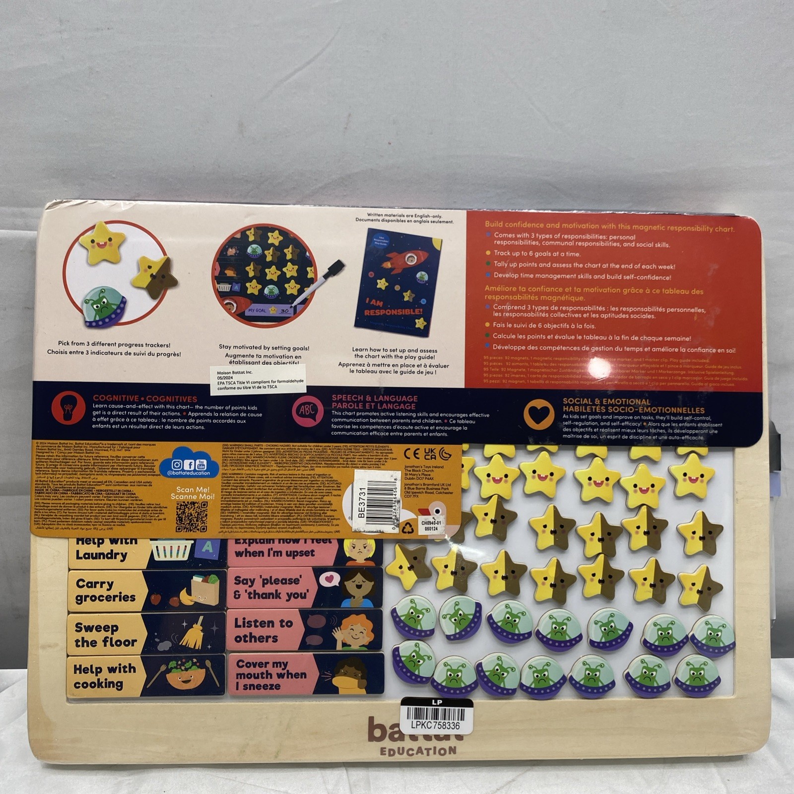 Battat My Responsibilities Magnetic Responsibility Chart 92pcs Space Theme Kids
