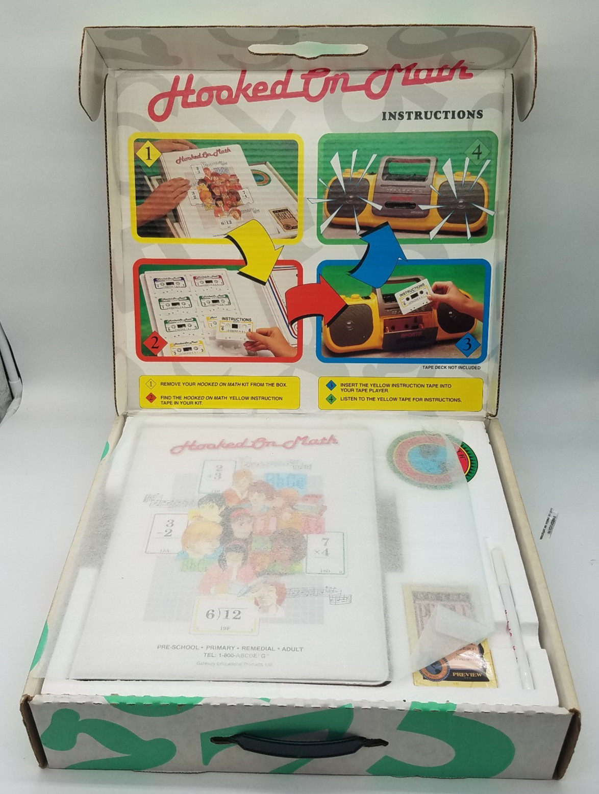 Vintage Hooked on Phonics Math Boxed Set Cassette Books Cards 1988 Home School