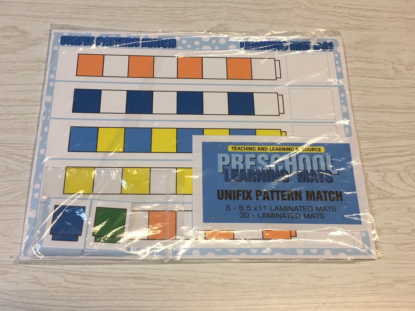 Unifix Pattern Match – Set of 6 Learning Mats & 30 Cards – Laminated Activity