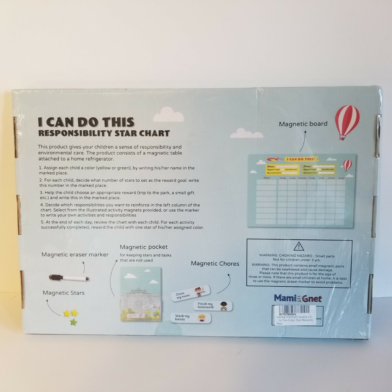 Magnetic Reward / Star / Responsibility / Behavior Chart For Up To 3 Children.