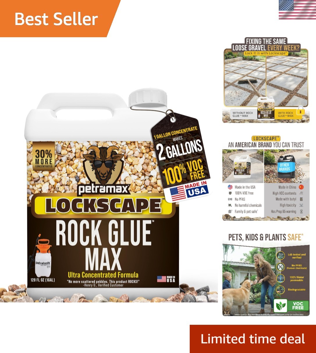 Max Rock Glue for Landscaping, 1 Gallon – Wide Coverage & Pet Safe Mulch Glue…