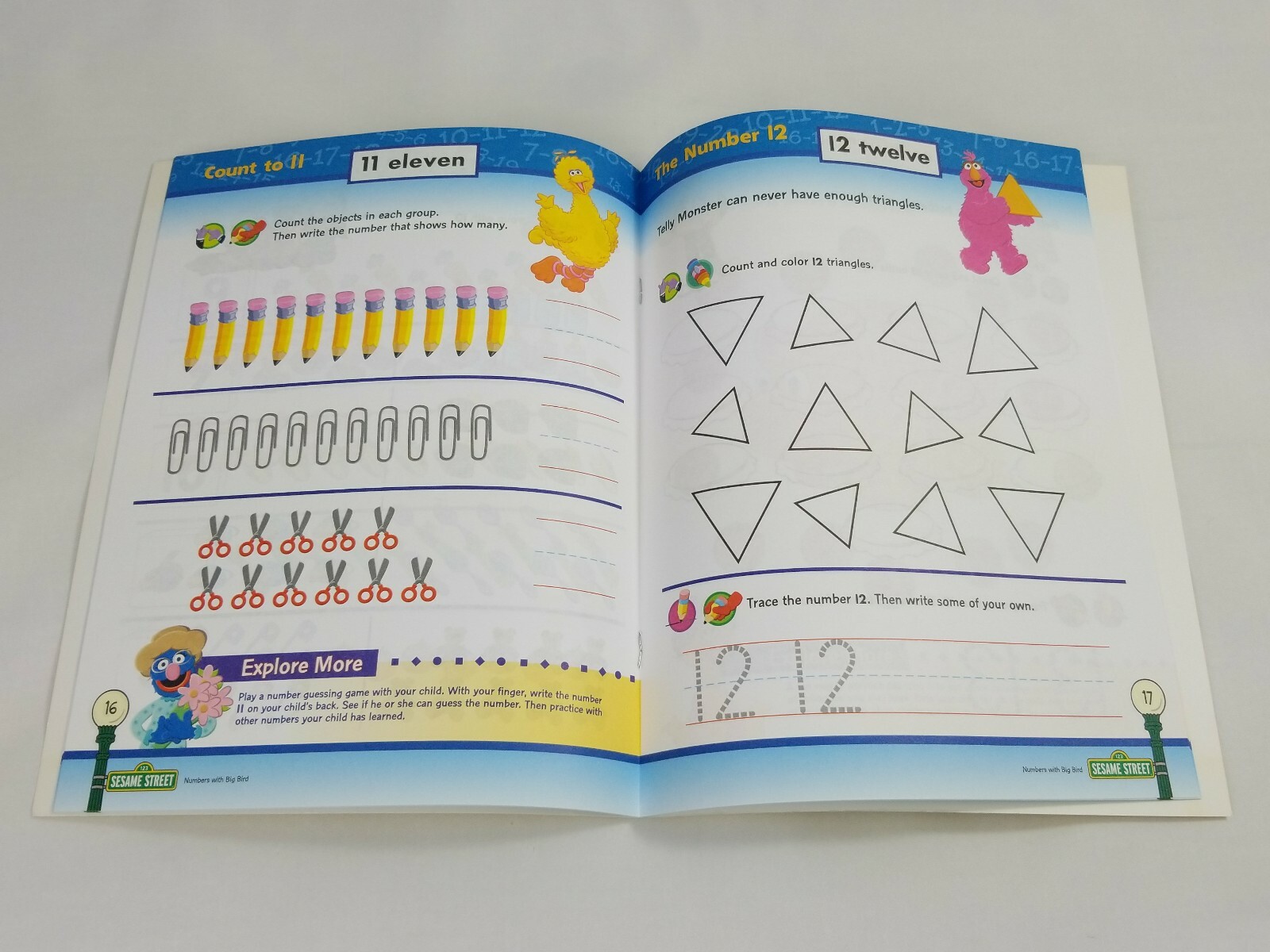 Sesame Street Numbers Book Flash Cards Elmo Stickers Grooming Chart learning