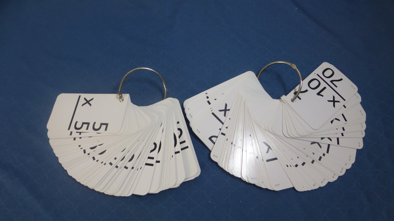 2 Pieces Multiplication Flash Card Rings, Excellent Condition