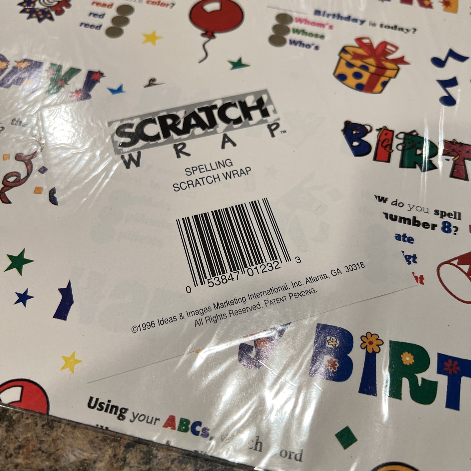 Vintage 1996 Scratch Wrap Happy Birthday Gift Wrapping Paper. Sealed Pack.