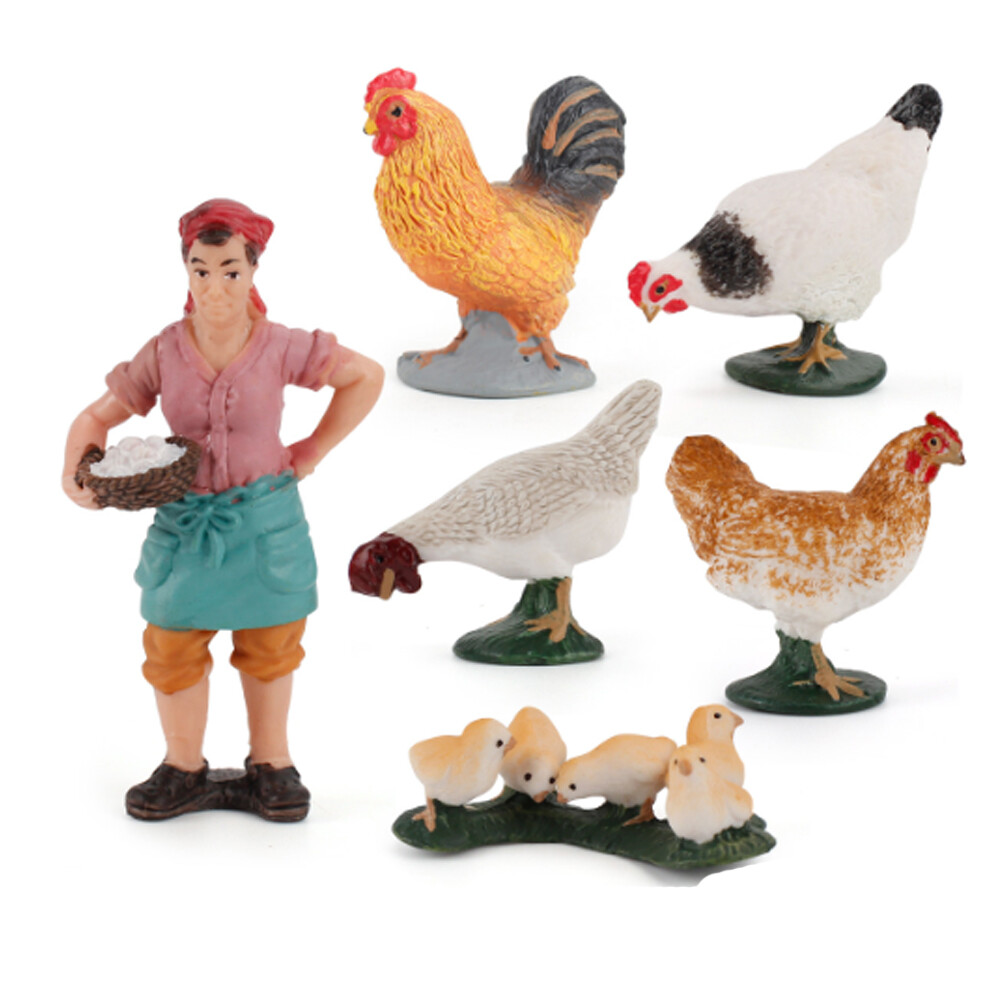 1 Set Simulation Hen Chicken Figure Farm Poultry Animals Model Ornaments Craft