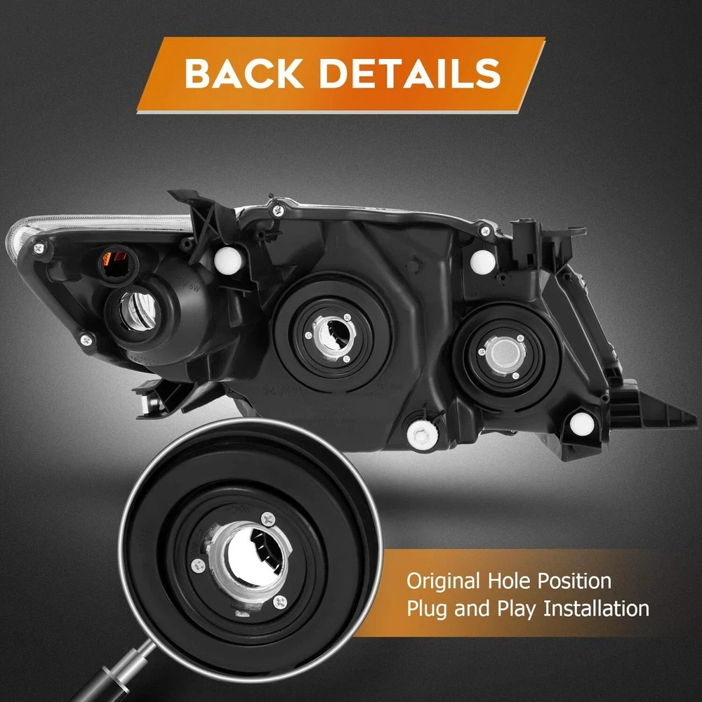 Headlight Assembly for Toyota Corolla 2009 2010 Black Housing Amber Reflector…
