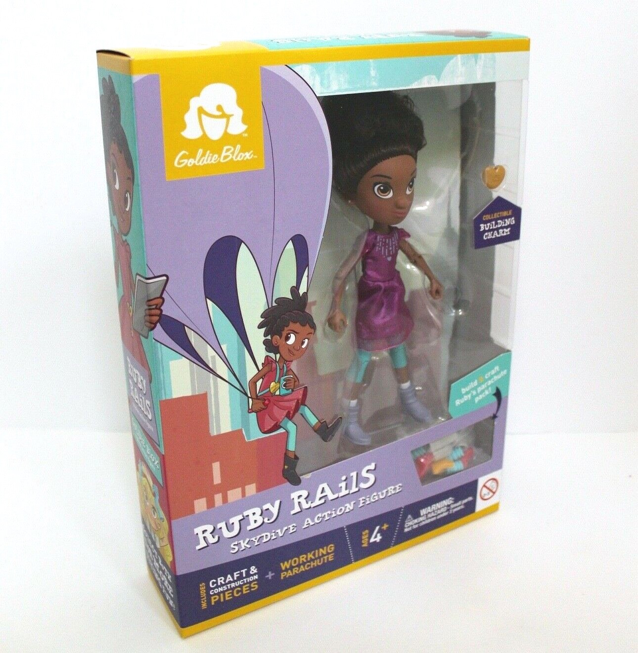 GoldieBlox Ruby Rails Skydive Action Figure with Parachute NEW