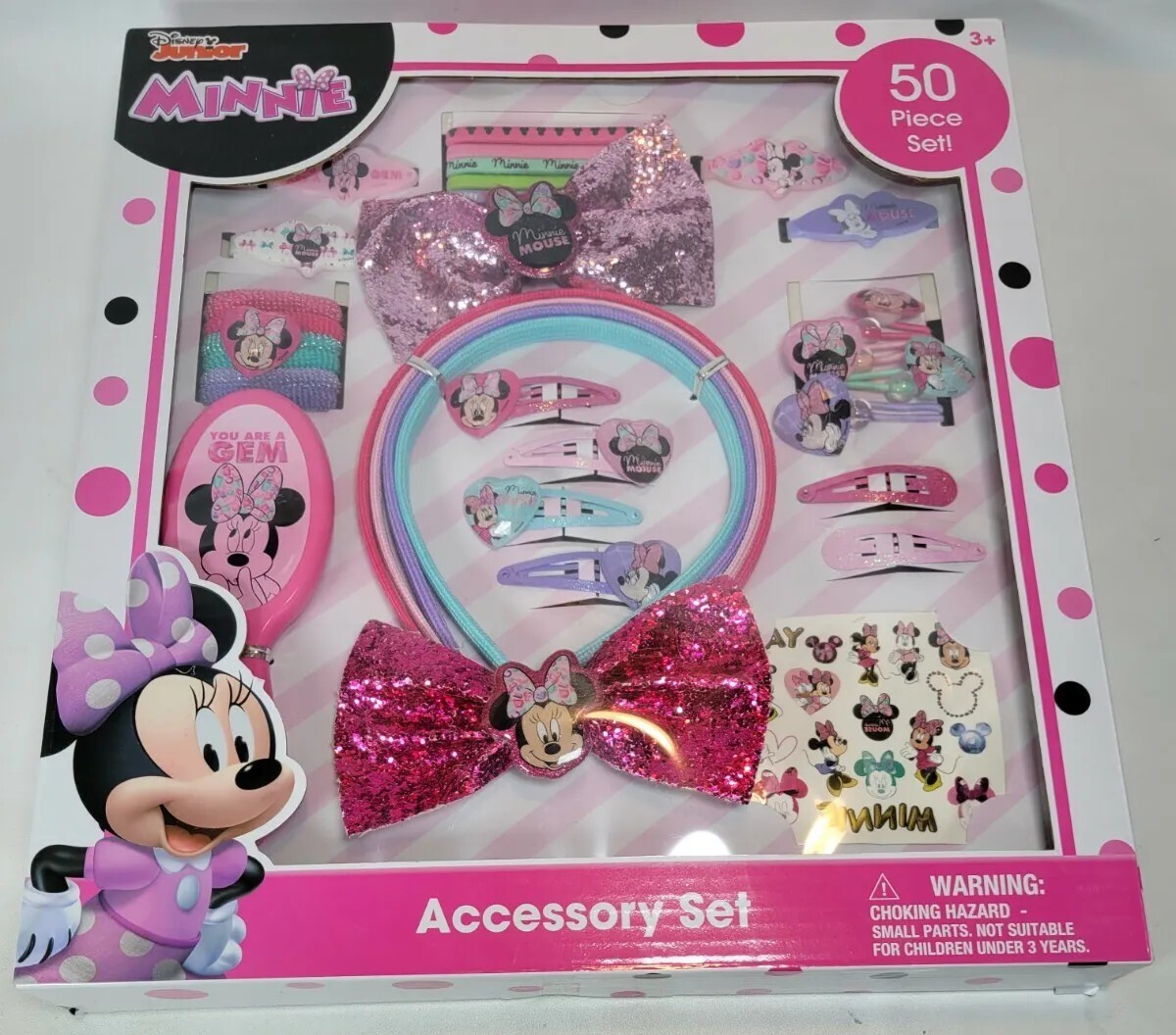 Disney Junior Minnie 50 Piece Hair Accessory Set & Tattoos