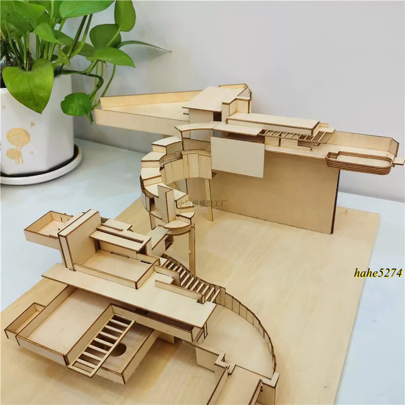 1:100/120/150 Fallingwater Wooden Assembly Model Architectural Handcraft DIY Kit