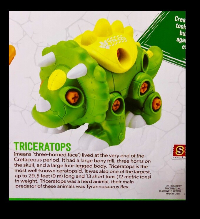 61pc STEM Create A Dinosaur,w Power Drill:Long Neck,triceratops,DIS’/ASSEMBLE