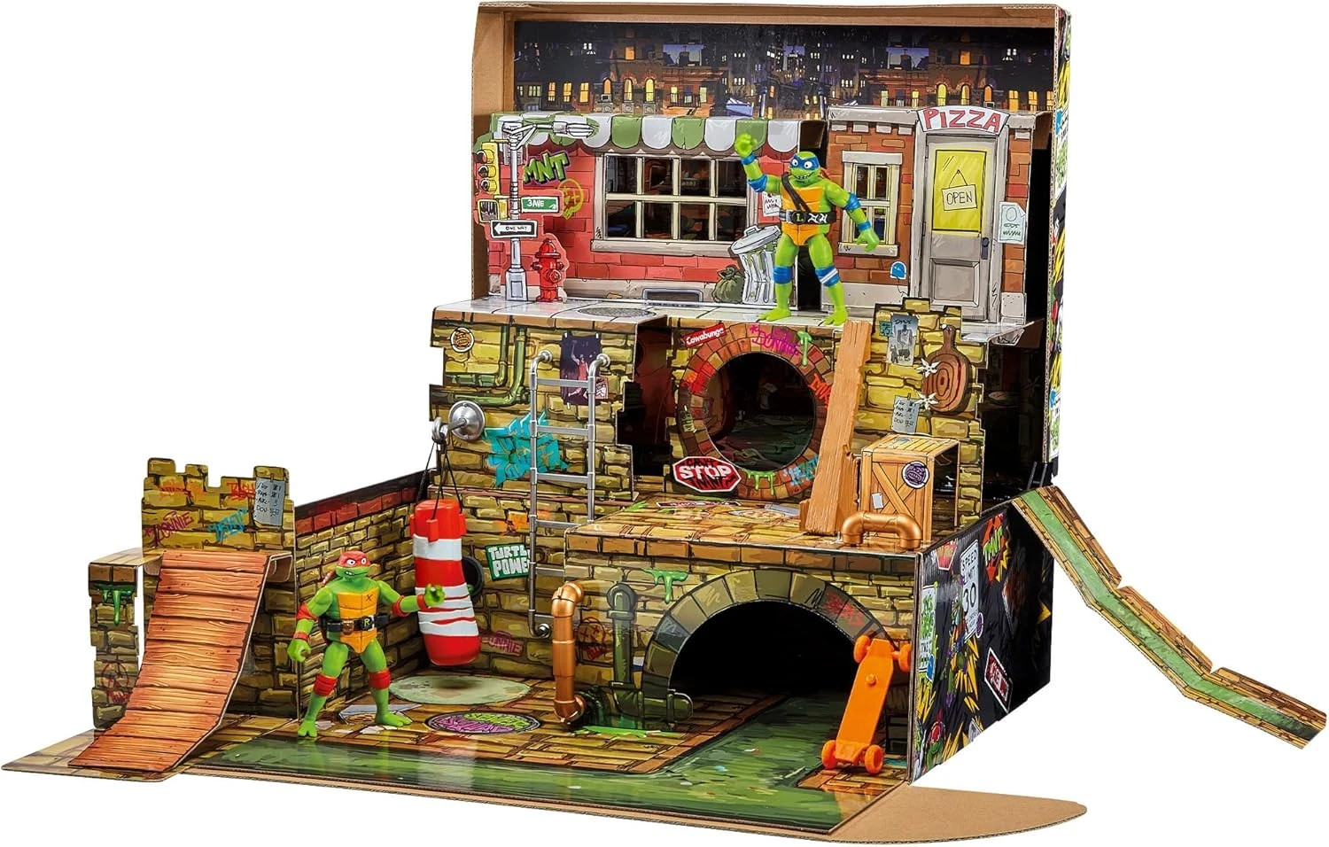 Teenage Mutant Ninja Turtles Sewer Lair Pop Up Playset Action On The Go New Toy