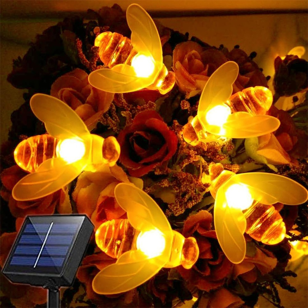 Solar Outdoor Bumble Bee Lights, 20 LED Waterproof Garden Fairy Decoration