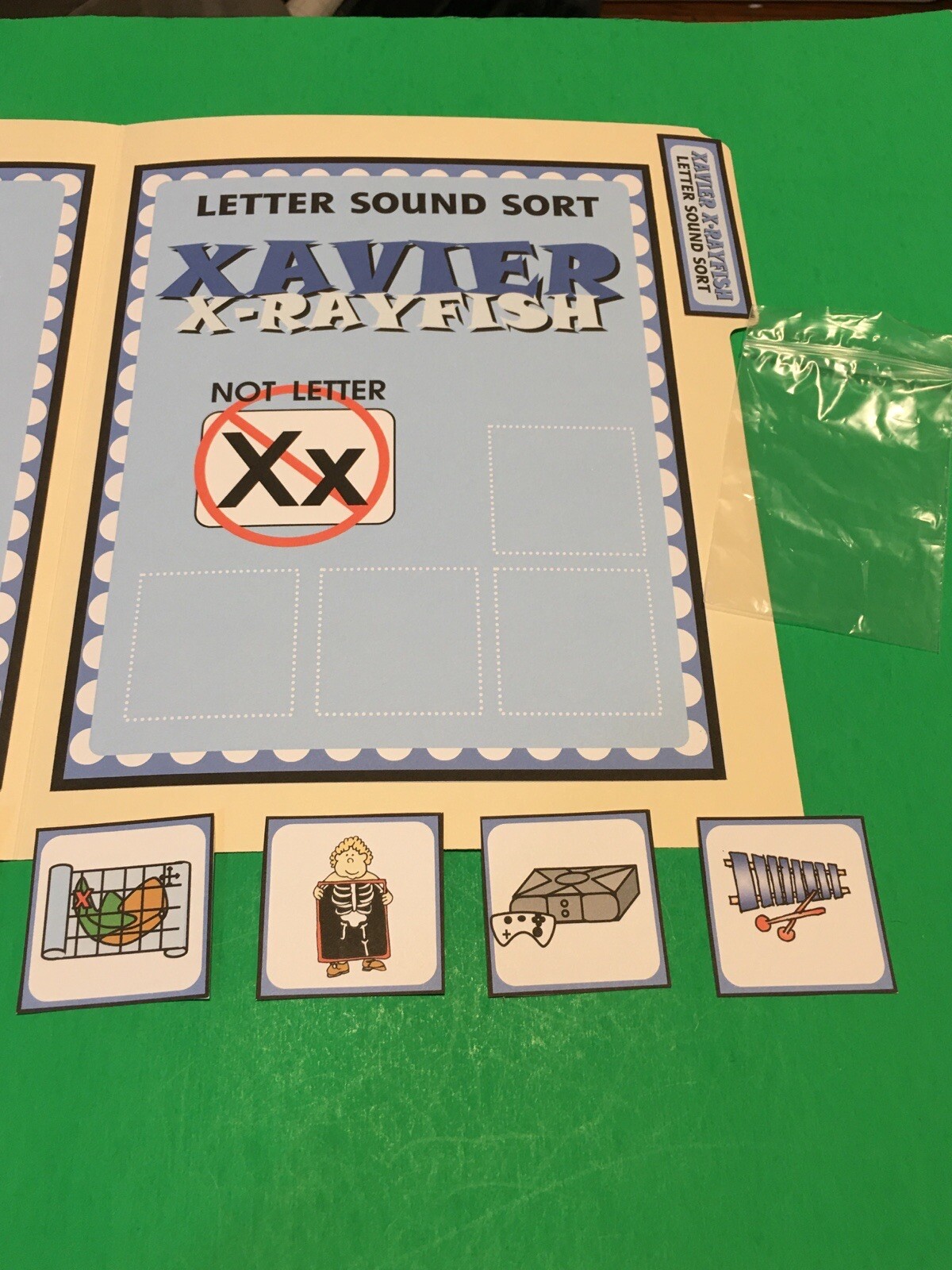 Xavier X-rayfish Letter Xx – DIY File Folder game – Printed / Uncut
