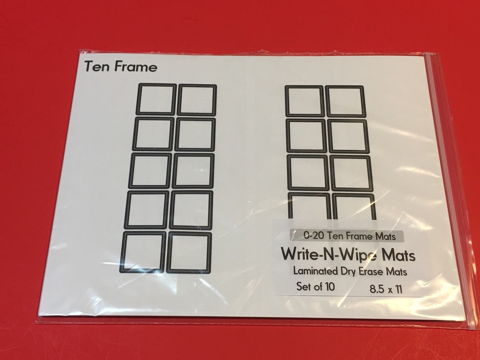(Set of three ) 0 – 20 Ten Frame Mat – Laminated Dry Erase Mats